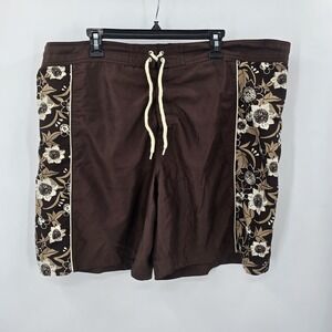 Disney Trunks Mens XL Mickey Mouse‎ Board Shorts Brown Tropical